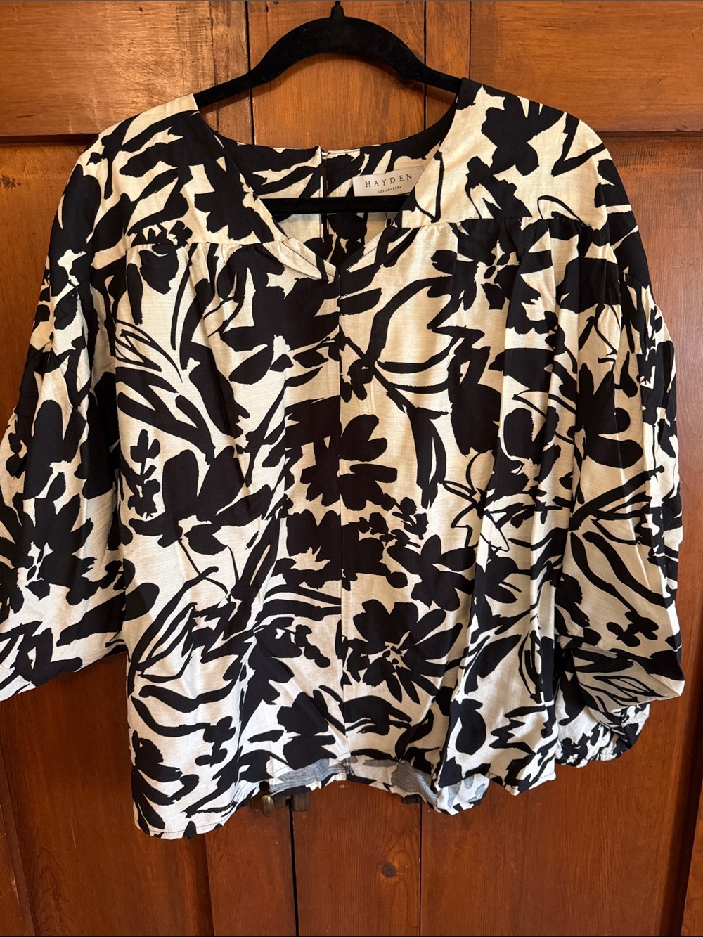 Hayden Black & White Floral Print Blouse